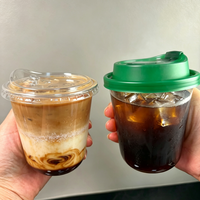 Gobelets en plastique jetables en PET/PP en forme de U de 12 oz et 24 oz avec logo personnalisé, pour jus frais, avec couvercles et pailles à emporter
