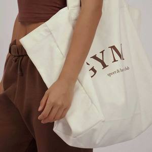 Sac fourre-tout en toile réutilisable et écologique, vente en gros, impression personnalisée du logo, sac de shopping en coton avec poche - Product Image 3