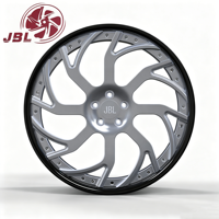 Nouvelles jantes en alliage d'aluminium forgé deux pièces de 18 à 26 pouces, argent/noir, à rayons ondulés, rivetées, à large bord, 5x114.3 25mm pour Crown VIP Stance