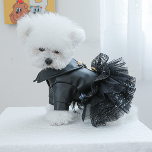 Fashion Spice Girl Biker <strong>Leather</strong> Pet Suit Dress <strong>Jacket</strong> Windbreaker <strong>Dog</strong> Pet Clothing Coat - Product Image 1