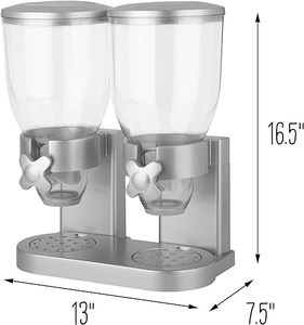 Nouveau distributeur de grain de récipient de stockage des aliments en plastique de double de petit déjeuner de vente chaude - Product Image 2