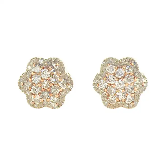 AAA Gems Mens 10K 18K Pure Gold Earring Iced Out 1ct VVS Moissanite Diamond Flower Earring with GRA