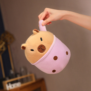 ตุ๊กตาคาปิบาร่าสีชมพูเขียวน่ารักสำหรับเด็ก ปี 2024 รุ่นใหม่ ชานมไข่มุก - Product Image 3