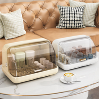 Boîte de rangement multifonctionnelle et durable en plastique PP pour biberons avec couvercle transparent rabattable, plateau de drainage et support de séchage