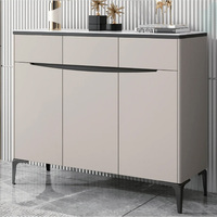 Meuble à chaussures moderne en bois massif blanc sur mesure, 3 tiroirs/compartiments/étagères, style panneau multifonctionnel pour salon