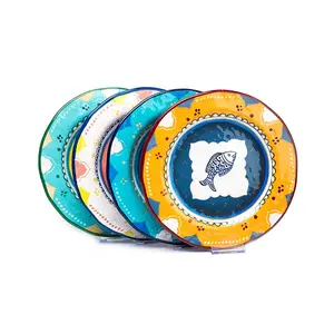 2019 cina produttore personalizzato artistico piatti OEM multicolor unbreakable rotonda melamina uso domestico piatti di plastica
