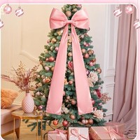 Grand nœud en velours rouge élégant avec longues franges pour décoration de Noël, idéal pour la maison, les murs, les portes, les fenêtres et les fêtes.