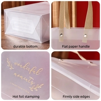 Sac fourre-tout réutilisable en plastique PP transparent givré, fond carré, poignée en corde, capacité de charge de 2 kg, avec impression de logo personnalisée