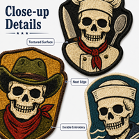 Parche Táctico Personalizado para Ropa de Trabajo, Diseño Retro de Esqueleto, Insignia Bordada para Construcción, Chef, Mecánico, Venta al Por Mayor
