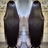 Perruques en cheveux humains abordables, lisses, naturelles d'Inde, avec dentelle frontale transparente HD, pour femmes noires
