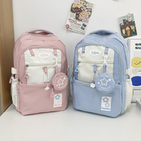 Sac à dos pour filles du collège, grande capacité, tendance, en nylon respirant, avec protection de la colonne vertébrale