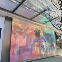 3D P16 500X1000mm cam pencere reklam ve perakende mağaza için zemin standı ile LED şeffaf ekran LED Video duvar