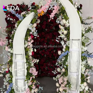 ซุ้มดอกไม้ประดิษฐ์สีชมพูแบบพกพา LEDA ดอกไม้ผ้าไหมสีตามสั่ง ฐานผ้าสำหรับตกแต่งทางเข้างานแต่งงาน วันวาเลนไทน์ - Product Image 2