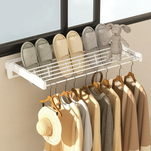 Séchoir à linge rétractable et pliable <span class=keywords><strong>pour</strong></span> balcon, en métal, gain de place, porte-serviettes mural, porte-vêtements - Product Image 1