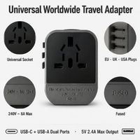 Adaptador de Cargador con Clavijas Retráctiles y Salida USB Tipo C, con Certificación CE, RoHS, FCC y UKCA para Viajes al Extranjero