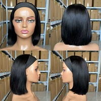 Promotion Perruques de cheveux vietnamiens 12A, Perruques Bob ultra-lisses, 10 pouces, Noir naturel, 100% cheveux humains, Vente en gros directe usine