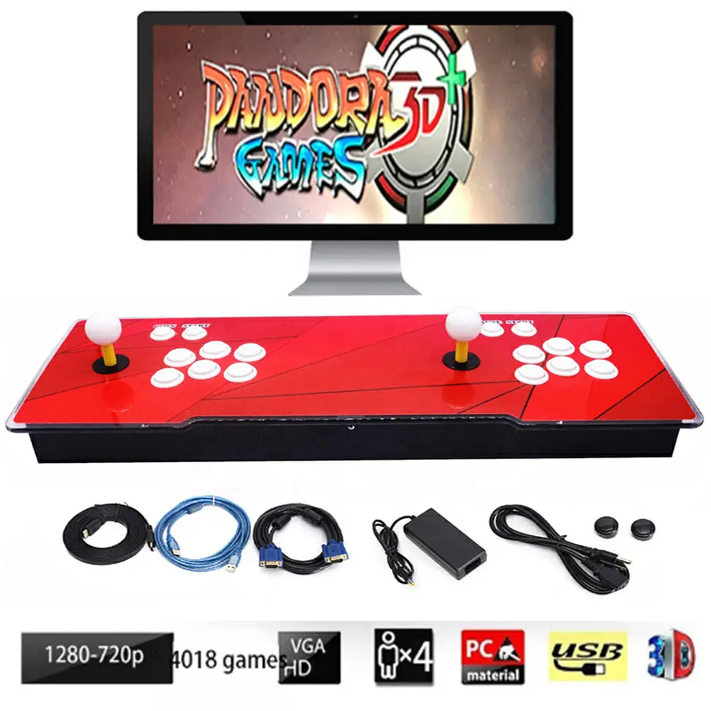 Plug and Play Double Stick Arcade Console 3D Game box retro jamma 4018 in 1 Video game Console support free download 3D games