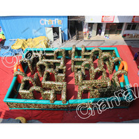 Labyrinthe gonflable pour jeux de terrain, sports, course d'obstacles, labyrinthe gonflable de guerre