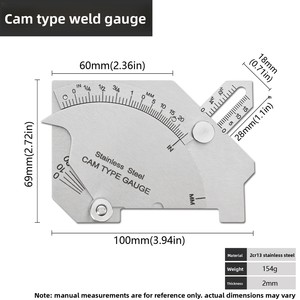 Règle d'inspection de soudure de type caméra MG-11, haute précision, en acier inoxydable, <span class=keywords><strong>mesure</strong></span> métrique et impériale de l'angle des points de soudure - Product Image 6