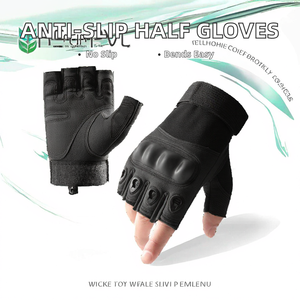 Gants tactiques antidérapants demi-doigts en cuir microfibre respirant, personnalisables pour le cyclisme et les activités de plein air - Product Image 2
