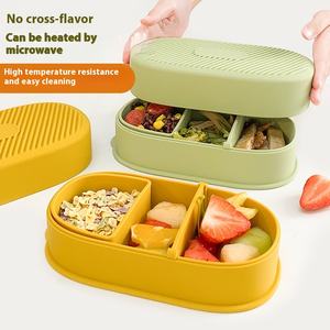 Boîte à lunch portable en silicone avec couvercle anti-fuite en silicone, isolation thermique compatible micro-ondes pour le stockage de petites quantités de soupe - Product Image 3