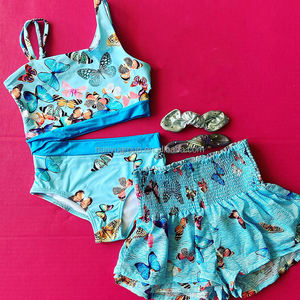 Venta al por Mayor de Trajes de Baño 2026, Bikinis, Tankinis, Cubiertas, Conjuntos de Una Pieza y Pantalones Cortos con Estampado Floral Rosa para Niñas, Trajes de Baño Personalizados con Lazo para Niñas y Adolescentes - Product Image 5