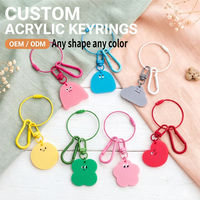 Gantungan Kunci Akrilik Kawaii Custom, Wajah Kartun Lucu, Karabiner Warna-warni, Lingkaran Kawat Baja, Bentuk Awan, Hati, Bunga, Aksesoris Tas, Hadiah