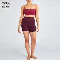 JIEJIN Short personnalisé de yoga et fitness taille haute à séchage rapide par compression pour soulever les fesses