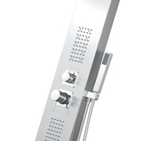 Panneau de douche thermostatique électrique à double poignée en acier inoxydable brossé, nouveau design LANO