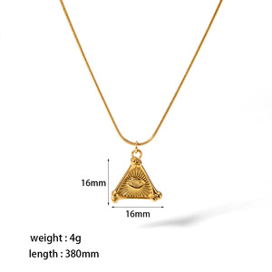 Collar con Colgante de Acero Inoxidable Chapado en Oro para Mujer, Estilo Europeo Americano, Diseño Geométrico de Corazón y Ojo Turco, Joyería de Regalo - Product Image 4