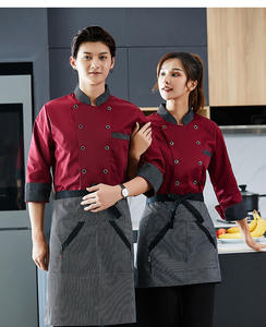 Veste de Chef Homme Femme de Haute Qualité, Vêtement de Travail pour <span class=keywords><strong>Restaurant</strong></span> Boulangerie Traiteur, Tunique de Cuisine Manches Longues - Product Image 6