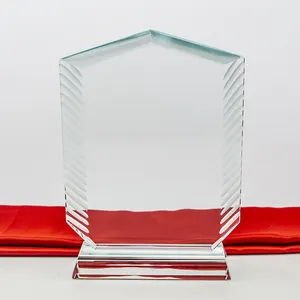 Pujiang Cheap high quality K9 crystal glass award plaque Olive branch custom 3D laser engraving or colorful UV printing