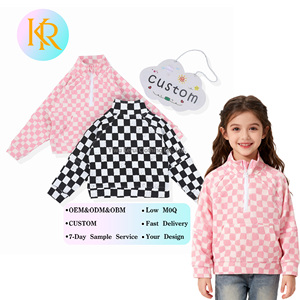 Camiseta de Manga Larga a Cuadros Kerui, Chándal Ligero, Sudadera con Capucha para Niños, Sudadera Cómoda con Cierre de Cremallera para Niñas - Product Image 1