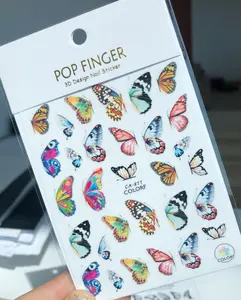 2023 New Fashion Nail Art 3D Colorful butterfly Nail Decal Stickers adesivo olografico per la decorazione delle unghie per ragazza