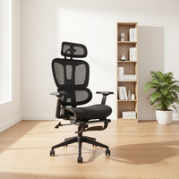 Chaise de bureau de direction réglable à dossier haut, élégante et moderne, en maille, avec base pivotante en acier inoxydable, ergonomique, pour chambre à coucher