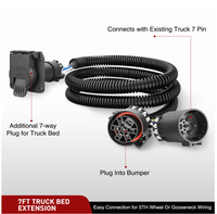 Rallonge de câblage de remorque 7 broches US CAR de 7 pieds, adaptateur de feux arrière à lame US CAR vers RV pour remorque à 5ème roue