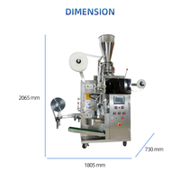 Machine d'emballage de granulés de thé à dosage par doseur volumétrique et scellage 3 côtés, avec impression automatique de fil et d'étiquette