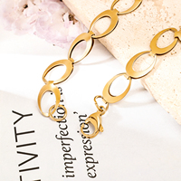 HOVANCI-Bracelet minimaliste anti ternissement en acier inoxydable plaqué or 18 ct, bijoux, cadeau, chaîne à maillons épais faite à la main