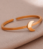 Bague Lune Charme Lune Bagues Réglables pour Femme Croissant de Lune Anneaux Non Ternis Plaqué Or 18k Hypoallergénique