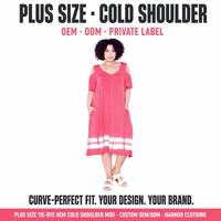 Robe midi trapèze personnalisée pour femme, col en V, épaules dénudées, manches volantées, ourlet tie-dye, poches latérales, été, vente en gros, fabricant OEM