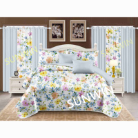 Lots de Draps de Lit en Gros en Microfibre Imprimés 8 Pièces avec Rideaux, Nouveaux Motifs Parures de Lit