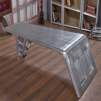 Table de bureau latérale de style aviateur, design aile d'avion, aluminium, vintage, industrie aéronautique, sur mesure