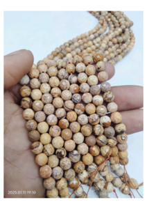 ลูกปัดพลอยแจสเปอร์ทรงกลมธรรมชาติแท้สำหรับทำเครื่องประดับ DIY มิรานีอาเกตจากราชสถาน ธีมความรัก - Product Image 2