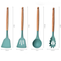 Ensemble d'Ustensiles de Cuisine en Silicone avec Poignées en Bois 12 Pièces Boîte Multicolore Design Minimaliste Moderne Marque Home Design
