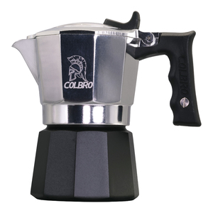COLBRO <span class=keywords><strong>Cafetera</strong></span> Moka Moderna de Aluminio Negra y Plateada de 2 Tazas y 75 ml para Estufa, <span class=keywords><strong>Cafetera</strong></span> Espresso para Adultos - Product Image 1