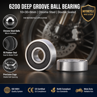 Bantalan Bola Alur Dalam 6200 2RS ZZ 10X30X9Mm C3 Baja Gcr15 Kecepatan Tinggi Kebisingan Rendah Motor Pemasok Grosir Massal