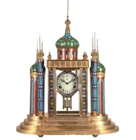 Horloge de mosquée vintage en laiton antique avec alarme, sonnerie au quart d'heure, alimentée par piles