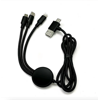 Câble de charge rapide 3-en-1 double entrée bleu compatible avec Type C pour smartphone, logo personnalisé, cadeau d'entreprise