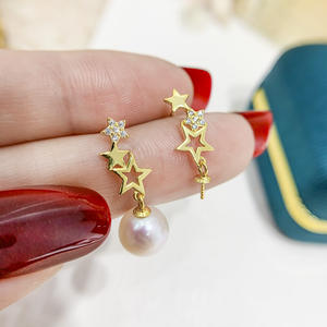 S925 Silver DIY <b>Pearl</b> Accessories Empty Support Star Silver <b>Jewelry</b> Earrings 7-9mm Beads Product Category <b>Pearl</b> Earrings-20961 - Product Image 4