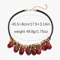 Collier ras du cou vintage multicolore en perles de résine pour femme, avec cordon noir en spirale, collier statement, bijoux de mode bohème